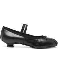 Miu Miu - Logo-Intarsia Ballet Flats - Lyst