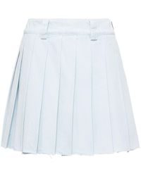 Miu Miu - Pleated Denim Mini Skirt - Lyst
