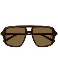 Gucci - Oversized Pilot Sunglasses - Lyst