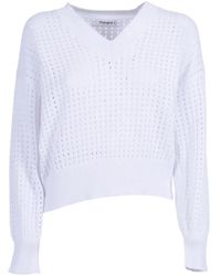 Kangra - Opengebreide Sweater Met V-Hals - Lyst