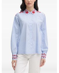 Mos Mosh - Floral-Embroidered Striped Shirt - Lyst