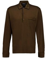 Tom Ford - Contrast-Piping Long-Sleeve Polo Shirt - Lyst