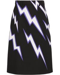Prada Falda midi con motivo de rayos - Negro