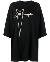 Rick Owens X Champion - Logo-embroidered Cotton T-shirt - Lyst