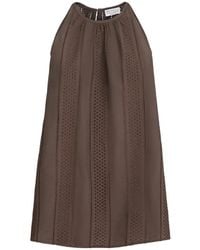 Brunello Cucinelli - Techno Cotton Poplin Broderie Anglaise Top With Monili - Lyst