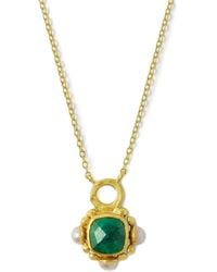 Ottoman Hands - Esther Emerald Pearl Pendant Necklace - Lyst