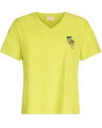 Liu Jo - Lemon-Embellished V-Neck T-Shirt - Lyst