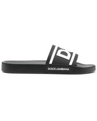 Dolce & Gabbana - Pantoletten Mit Logo-Print - Lyst
