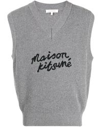 Maison Kitsuné - Logo-embroidered Wool Vest - Lyst