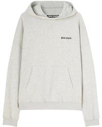 Palm Angels - Grey Hoodie With Logo Embroidery - Lyst