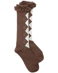 Ganni - Argyle Ruffled Socks - Lyst