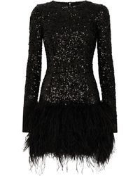 Dolce & Gabbana - Feather-trim Sequinned Minidress - Lyst