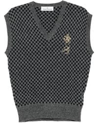 Vivienne Westwood - Checkerboard-Knit Orb-Embroidered Sleeveless Sweater - Lyst