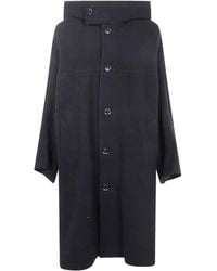 Y's Yohji Yamamoto - Abrigo con capucha y botones - Lyst
