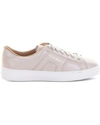 Santoni - Leather Lace-Up Sneakers - Lyst