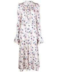 Rabanne - Floral-Print Plissé Midi Dress - Lyst