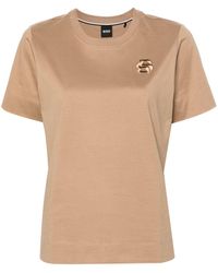 BOSS - Logo-embroidered Cotton T-shirt - Lyst