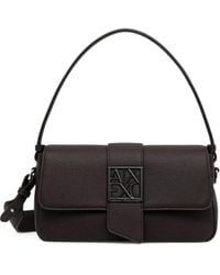 ARMANI EXCHANGE - Logo-Plaque Pebbled Shoulder Bag - Lyst