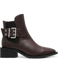 Ganni - 45Mm Buckle-Detail Leather Boots - Lyst
