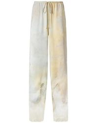 Pinko - Garment-Dyed Satin Trousers With Lace Details - Lyst