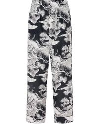 Moschino - Lightweight Cotton Poplin Pants With Goose Print - Lyst