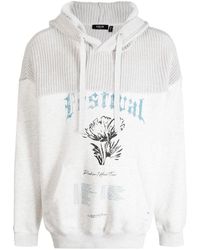 FIVE CM - Graphic-print Knitted-panel Hoodie - Lyst