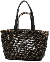 Secret Pon-pon - City Leopard-Print Mesh Tote Bag - Lyst