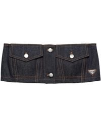 Prada - Denim Strapless Crop Top - Lyst