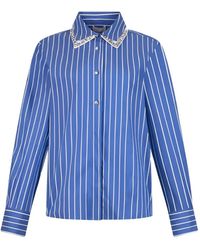 Liu Jo - Striped Embellished Collar Detail Shirt - Lyst