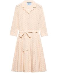 Prada - Cotton Midi Dress - Lyst