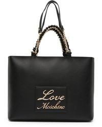 Love Moschino - Borsa tote con placca logo - Lyst