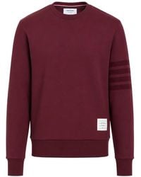 Thom Browne - Sudadera De Algodón Con Motivo 4-Bar Y Cuello Redondo - Lyst