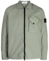 Stone Island - Compass-patch Zip-up Shirt Jacket - Lyst