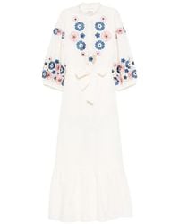 Antik Batik - Amantina Floral-Embroidered Ruffled Dress - Lyst