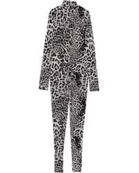 Norma Kamali - Leopard-Print Turtleneck Jumpsuit - Lyst