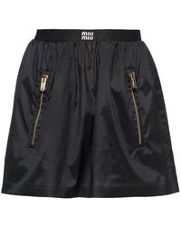 Miu Miu - Technical Silk Mini Skirt - Lyst