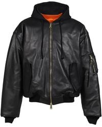 Vetements - Veste Bomber Réversible En Cuir À Capuche - Lyst
