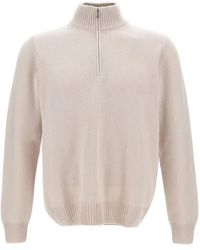 Gran Sasso - Zip-Up Roll-Neck Sweater - Lyst
