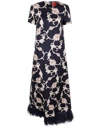 La DoubleJ - Robe Fleurie À Bord En Plumes - Lyst