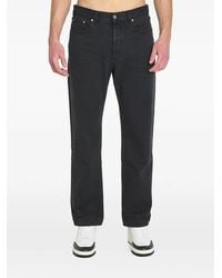 Saint Laurent - Leather-Patch Five-Pocket Jeans - Lyst