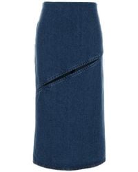 Jil Sander - Cut-Out Denim Skirt - Lyst