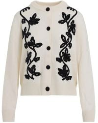 Jil Sander - Long Sleeves Cardigan With Velvet Embroidery - Lyst