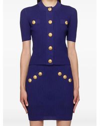 Balmain - Top De Canalé Con Botones - Lyst