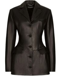Dolce & Gabbana - Leather Single Breasted Jacket - Lyst