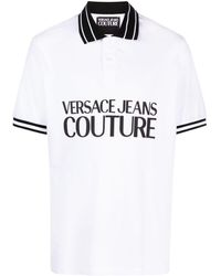 Versace - Logo-print Cotton Polo Shirt - Lyst
