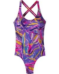 Amir Slama - Graphic-Print Crossover-Strap Swimsuit - Lyst