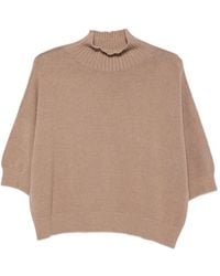 Imperial - Ribbed-Trim Short-Sleeve Sweater - Lyst