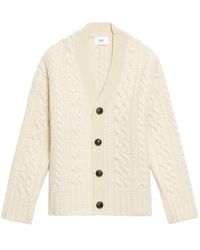 Ami Paris - White Cable Knitted Cardigan- '20s - Lyst
