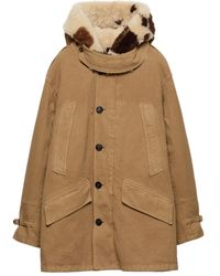 Prada - Parka Met Capuchon En Lammy Afwerking - Lyst