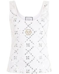 Philipp Plein - Sequin Rhinestone Tank Top - Lyst